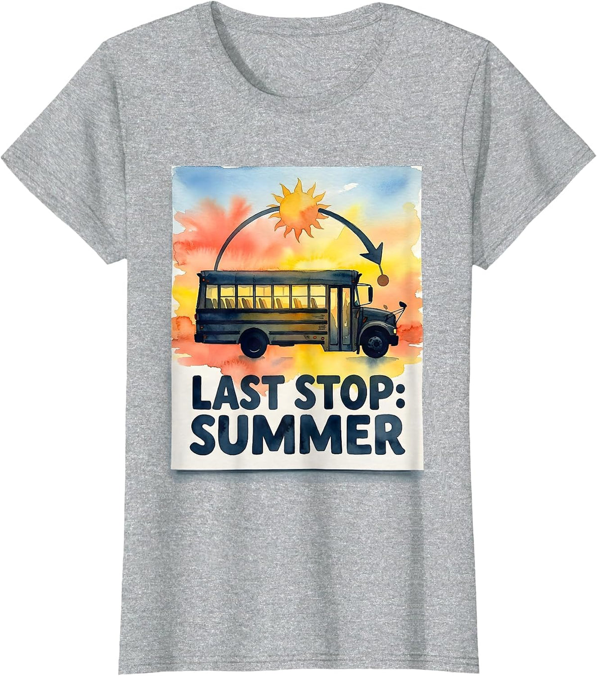 Last Stop Summer Vintage School Bus Driver Back To School T-Shirt - Heather Grey