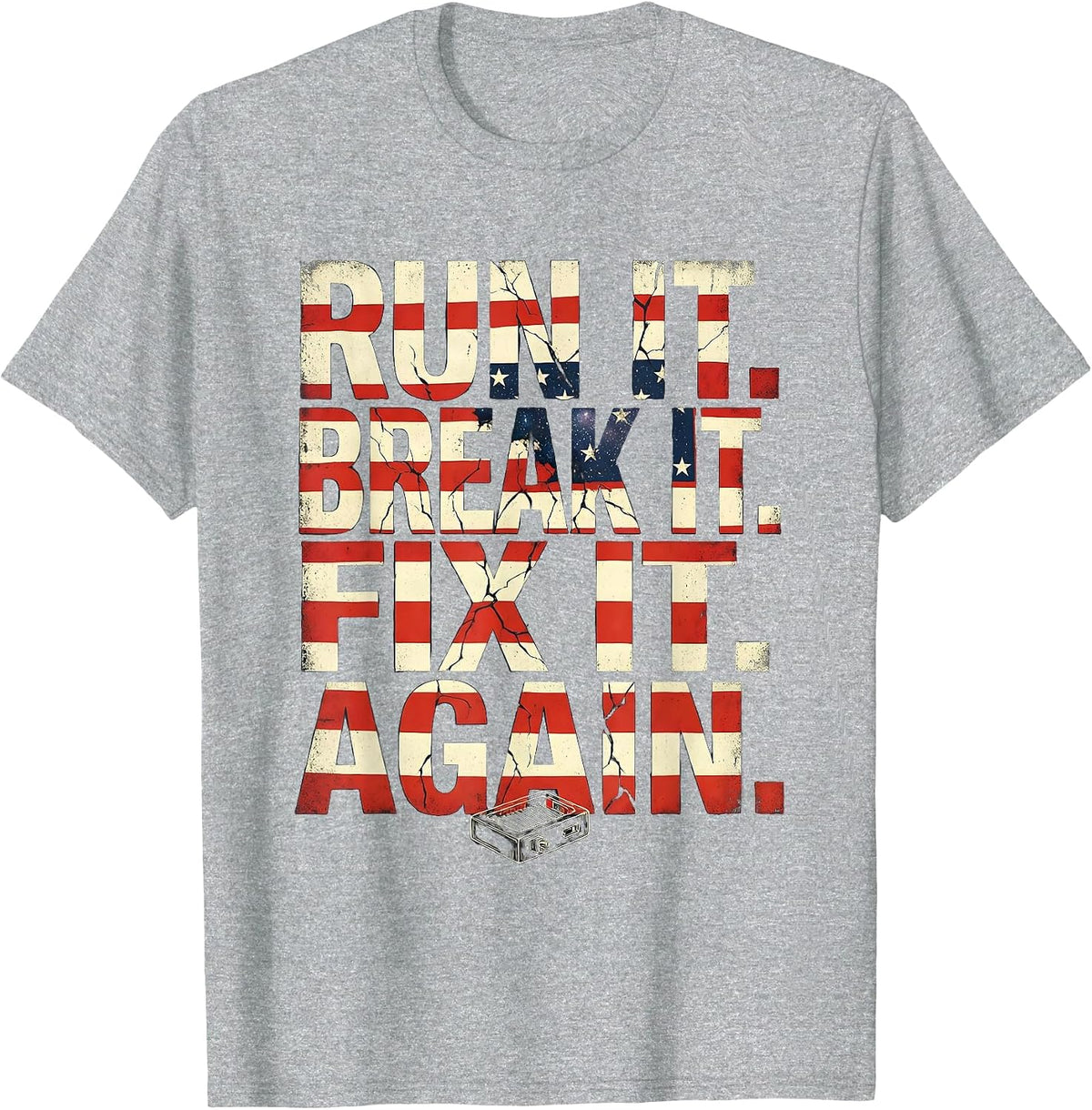 Men's Run It Break It Fix It Again RC Racing American Flag T-Shirt - Heather Grey