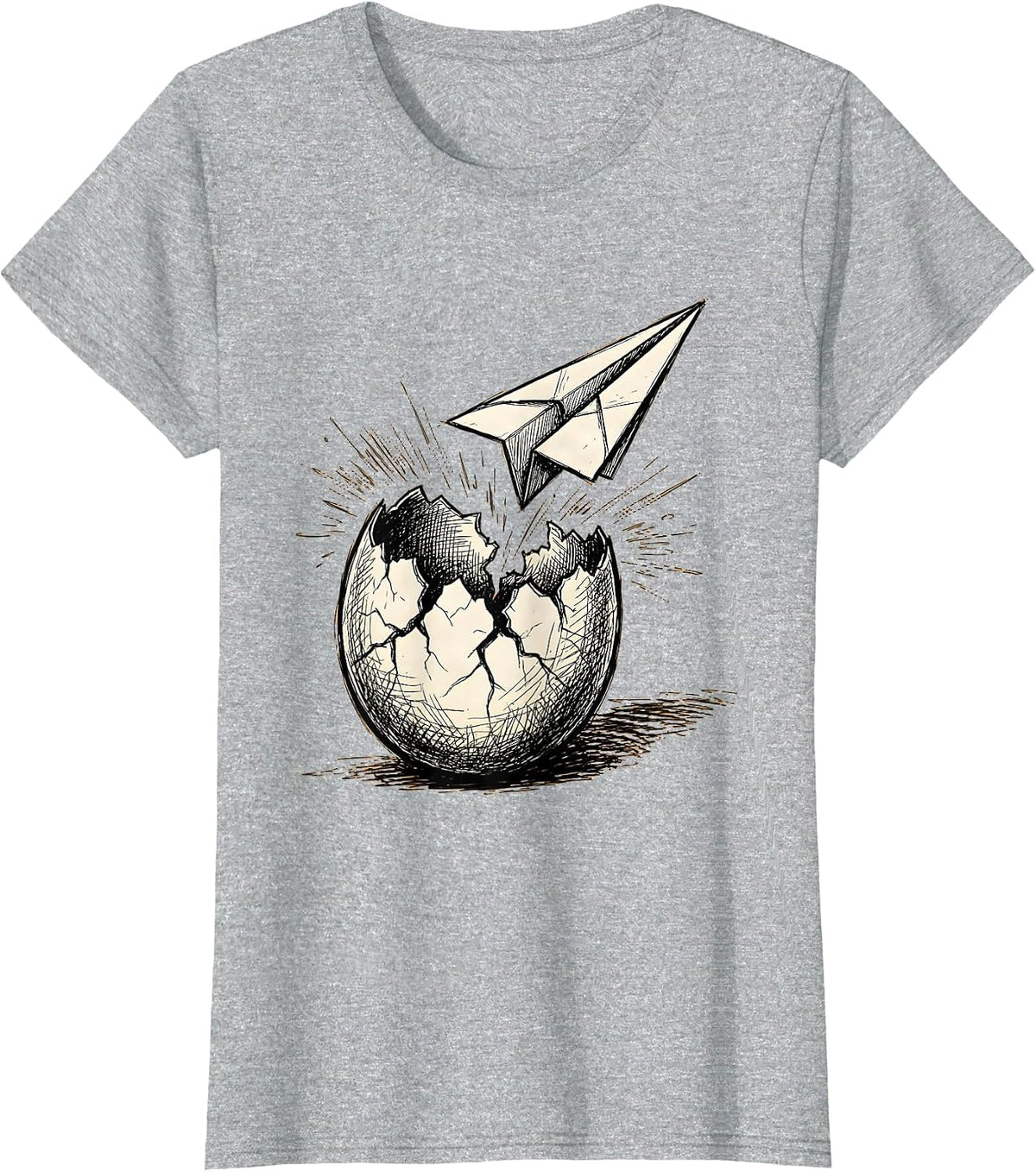 Women's Dyslexia Awareness Cracked Egg Paper Airplane T-Shirt - Heather Grey