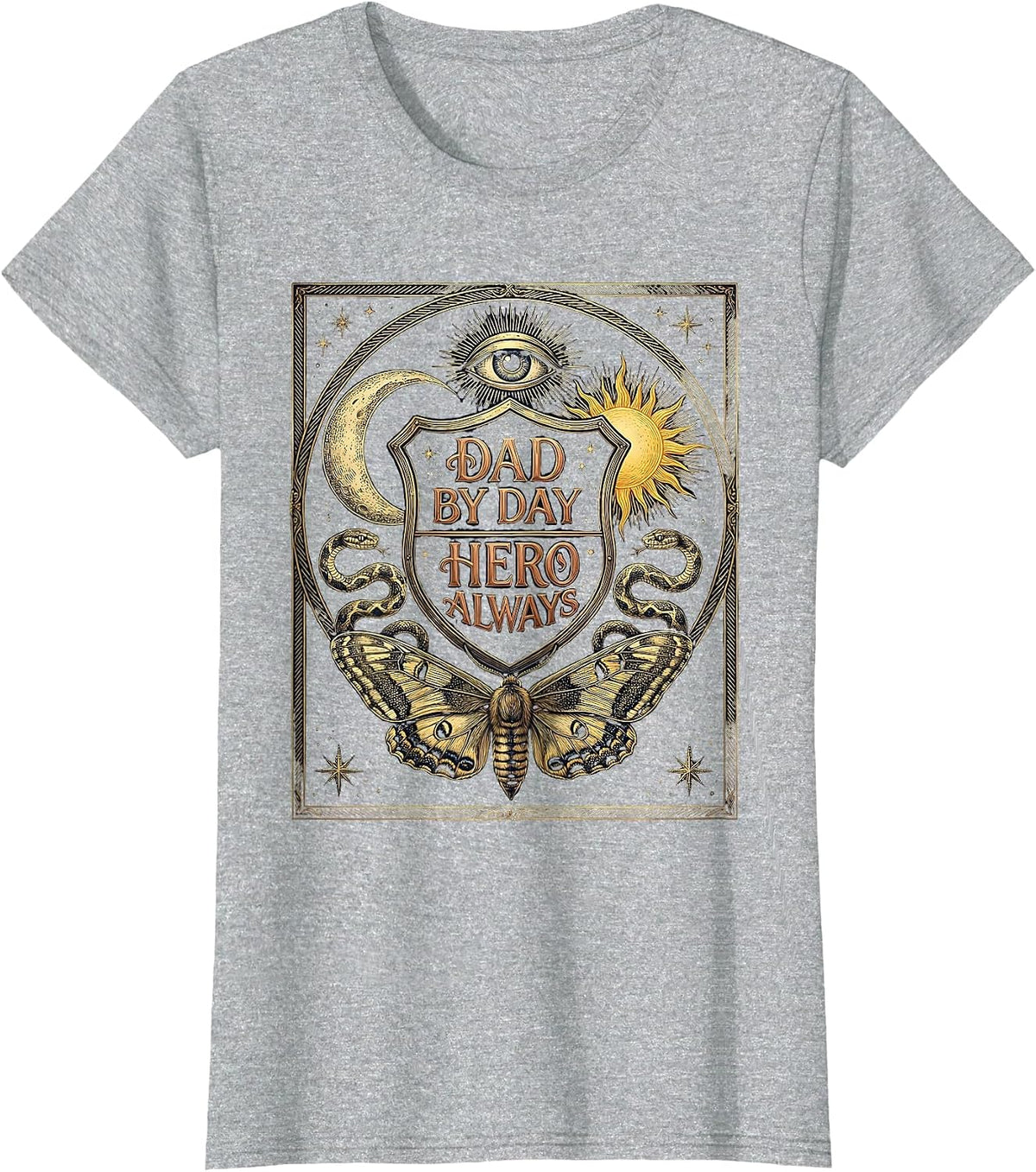 Women's Dad By Day Hero Always Graphic Design T-Shirt - Heather Grey