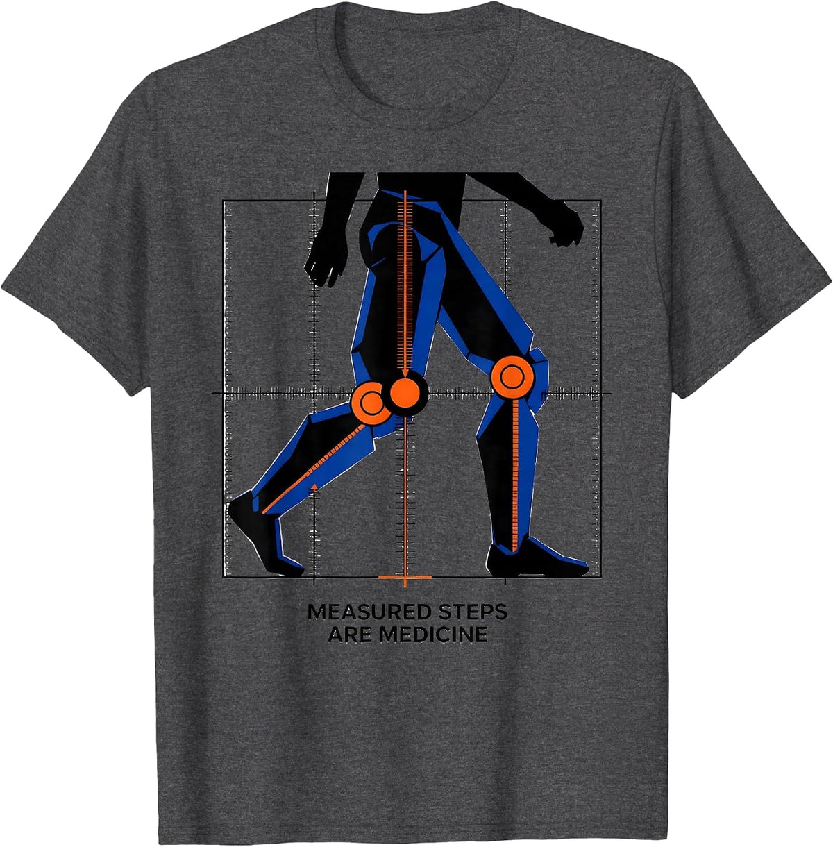 Measured Steps Are Medicine Geometric Physical Therapy PT T-Shirt - Dark Heather Grey