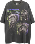 Heavy Metal Dogs – Heavyweight, Washed & Oversized Shaka-Wear Drop Shoulder Tshirt for Men & Women - Black Pug