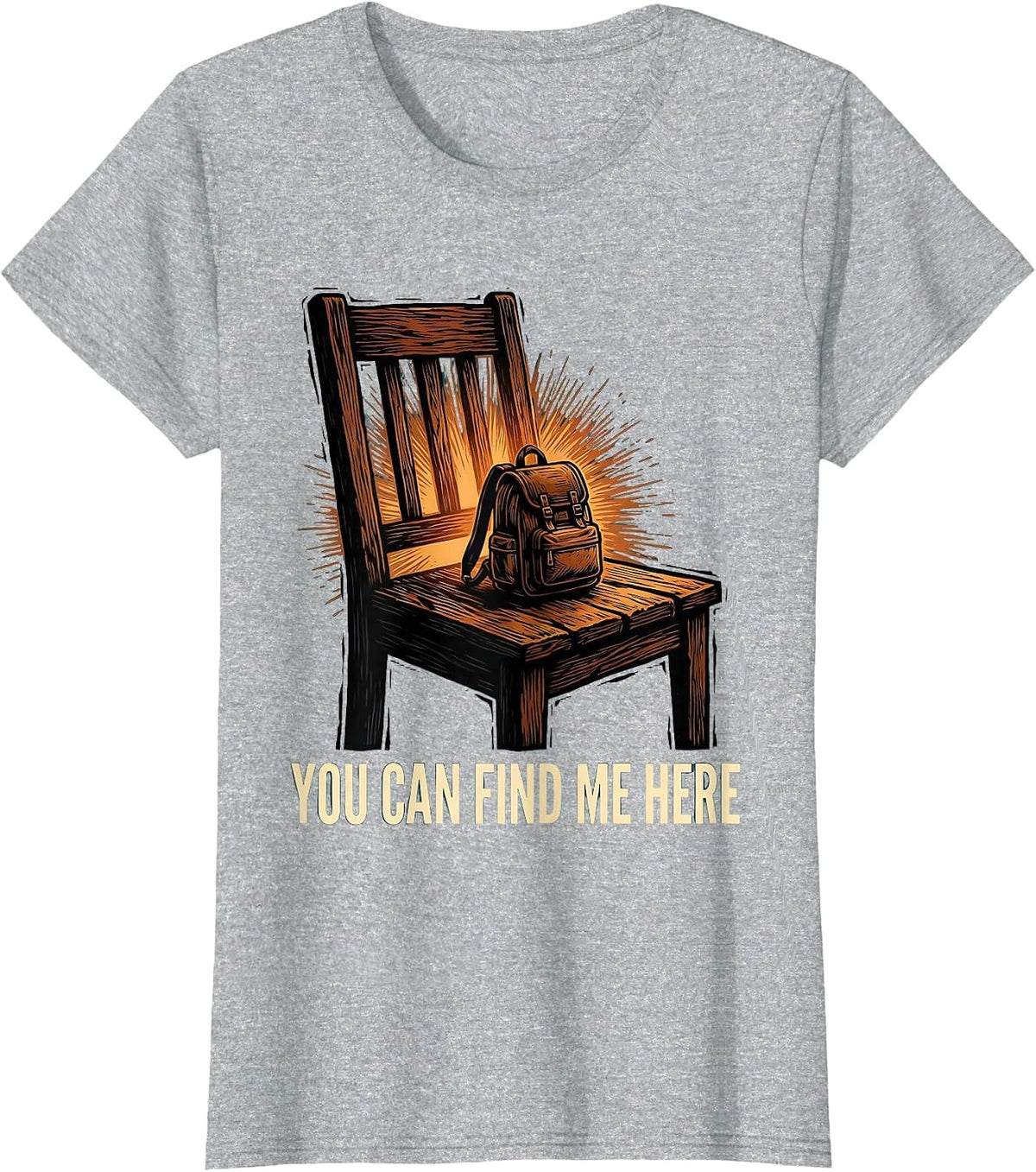 You Can Find Me Here Linocut School Counselor Student T-Shirt - Heather Grey