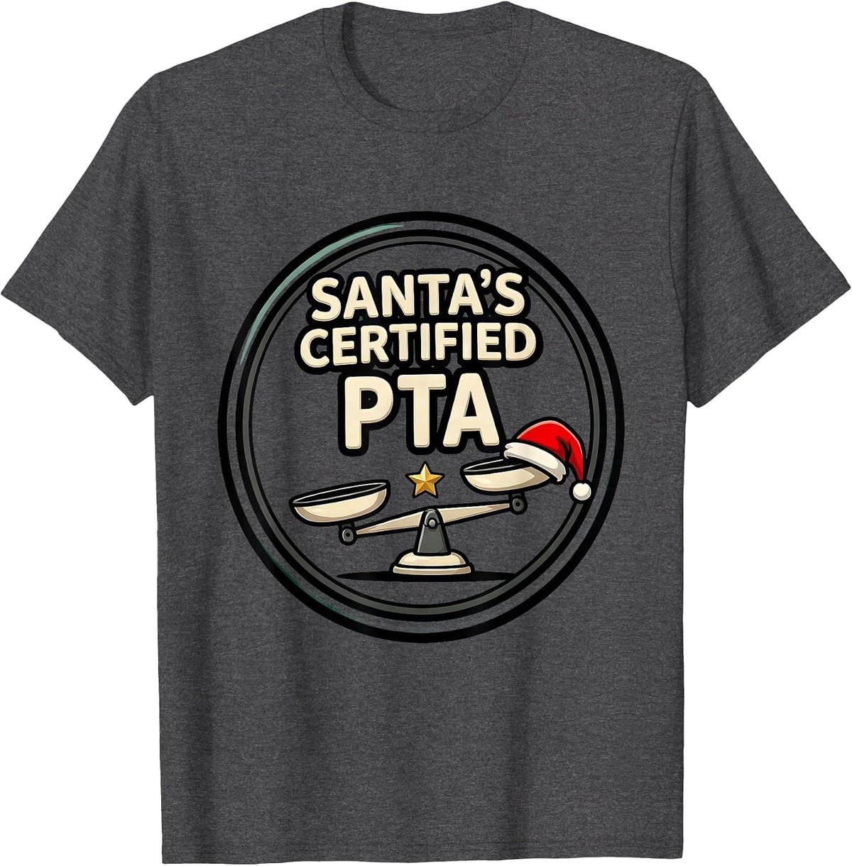 Santa's Certified PTA Funny Physical Therapist Christmas T-Shirt - Dark Heather Grey