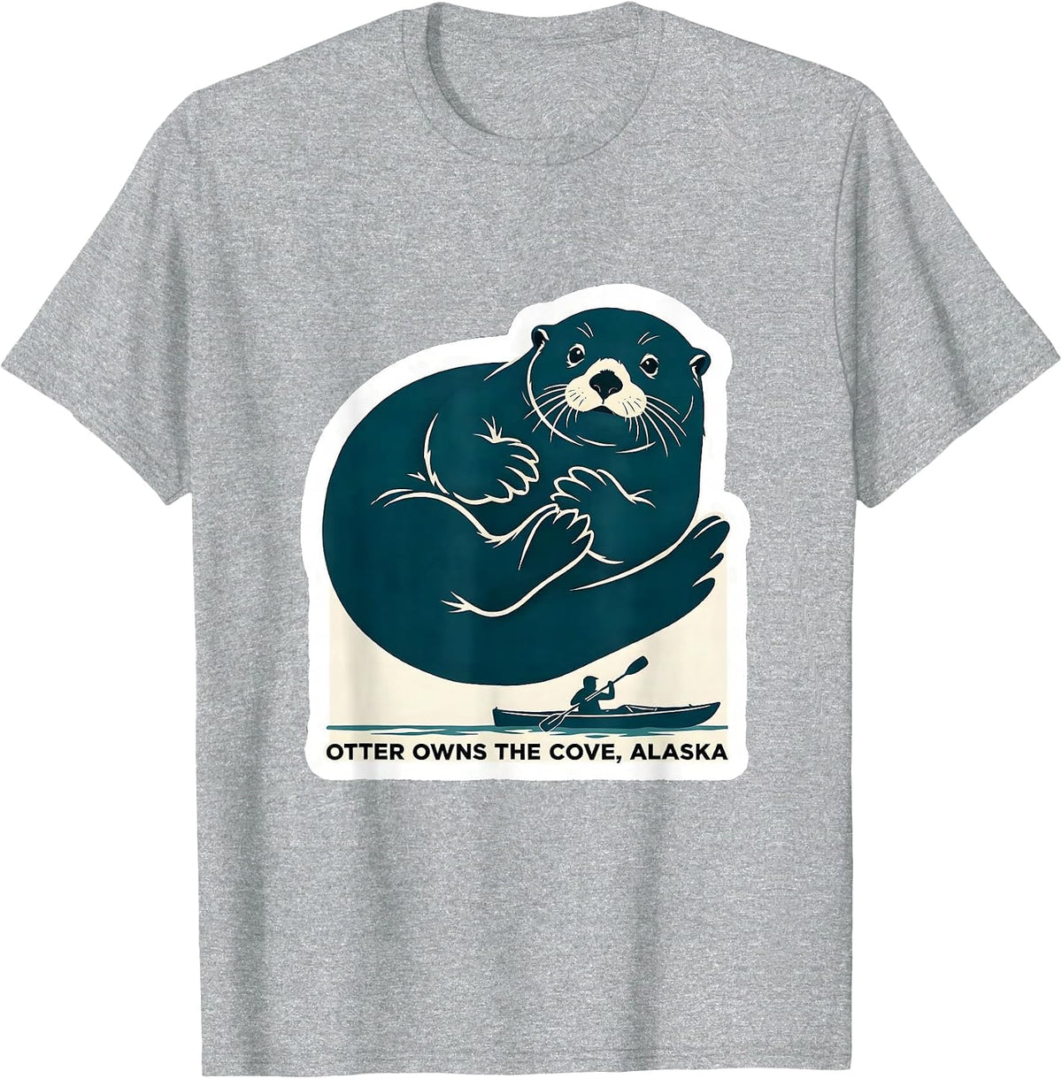 Men's Otter Owns The Cove Alaska Wildlife Travel State Pride T-Shirt - Heather Grey