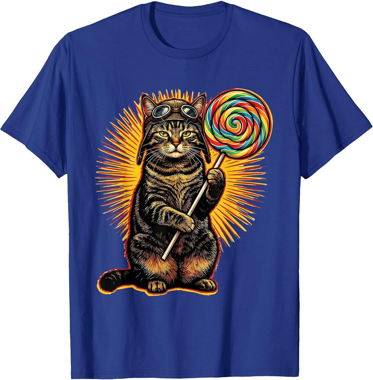 Lollipop Cat Meme Funny Silly Cat Humor T-Shirt - Royal Blue