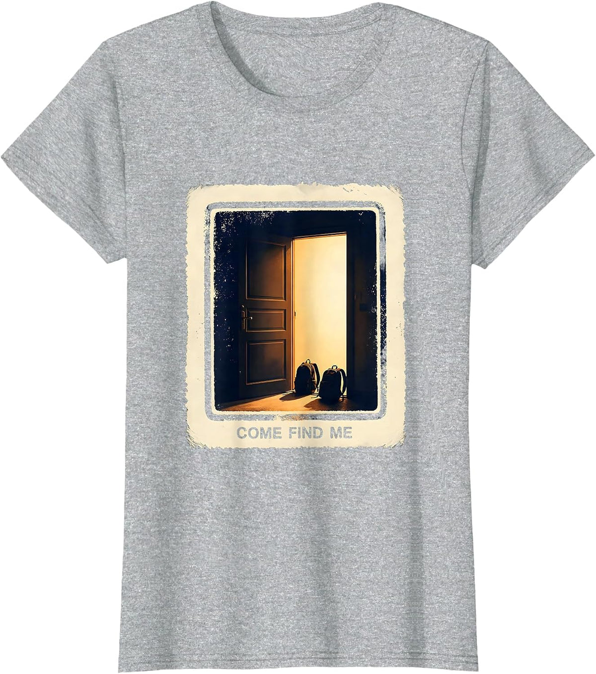 Come Find Me Bold Rubber Stamp School Counselor Student T-Shirt - Heather Grey