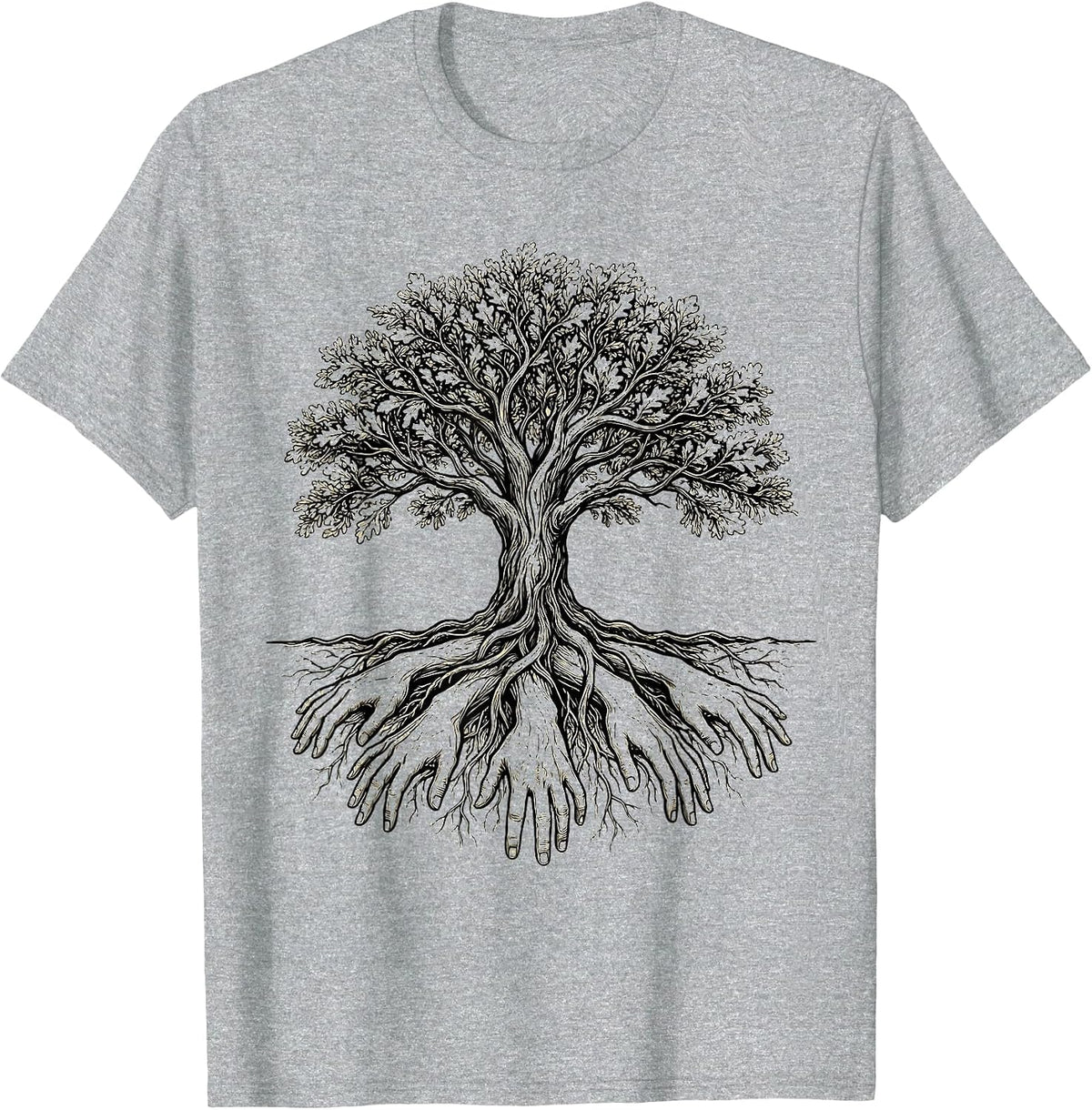 Men's Special Education Tree With Hand Roots Design T-Shirt - Heather Grey