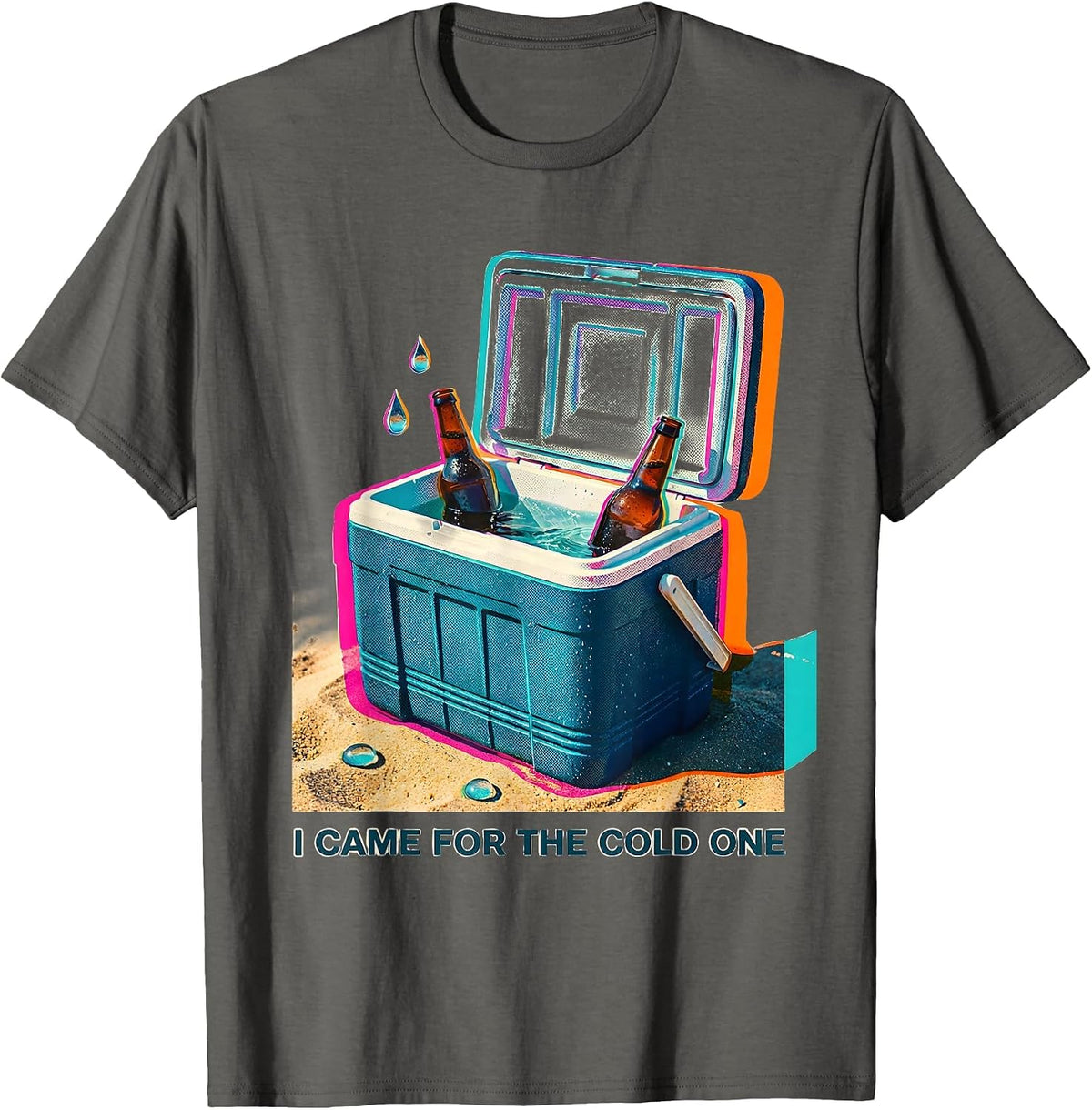 I Came For The Cold One Funny Retro Beach Summer Vacation T-Shirt - Asphalt Grey