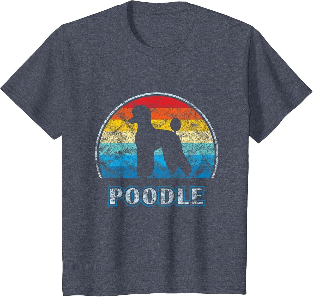 Poodle Vintage Design Dog T-Shirt - Heather Blue