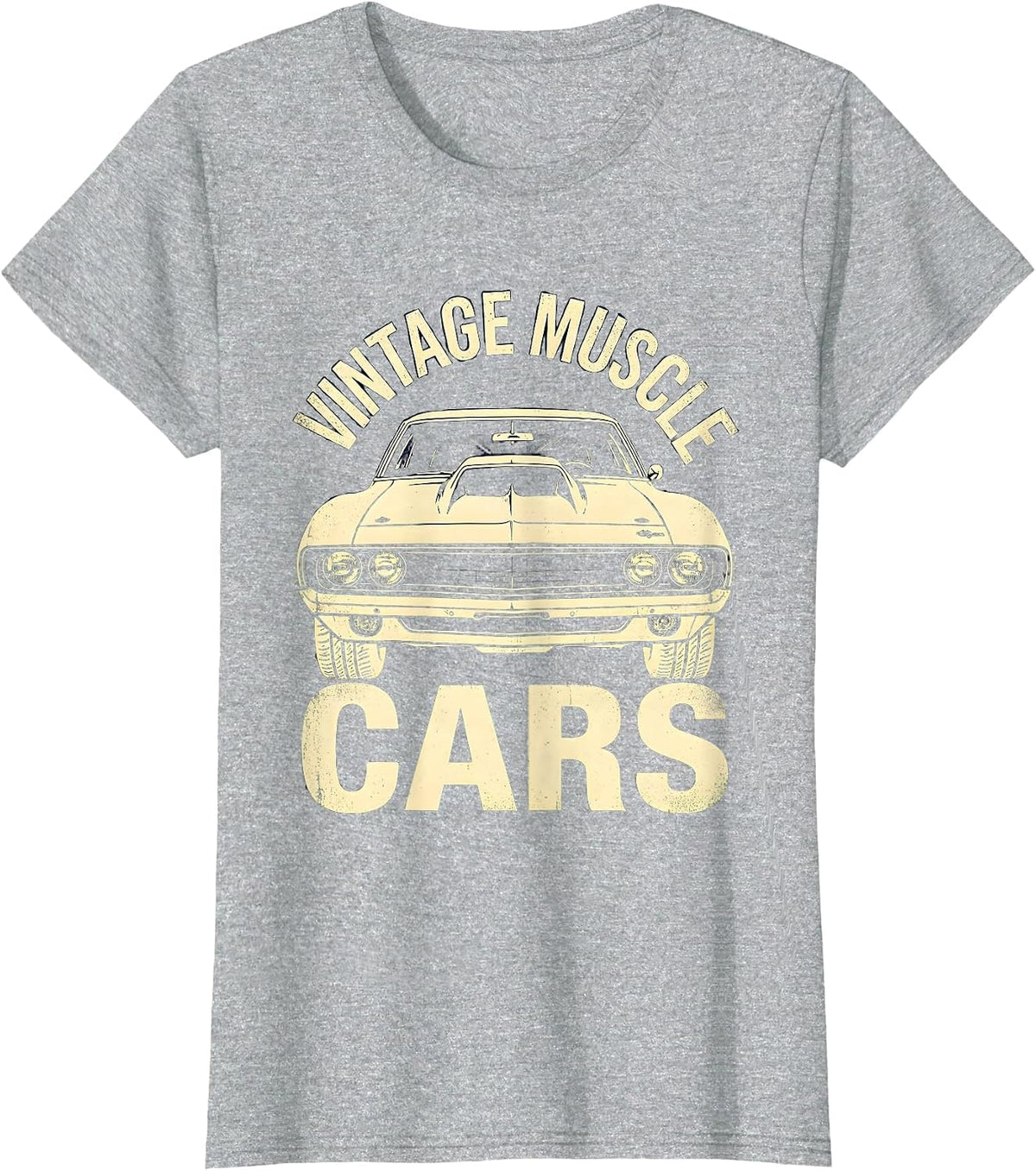Vintage Muscle Cars Retro Racing Enthusiast Silhouette T-Shirt - Heather Grey