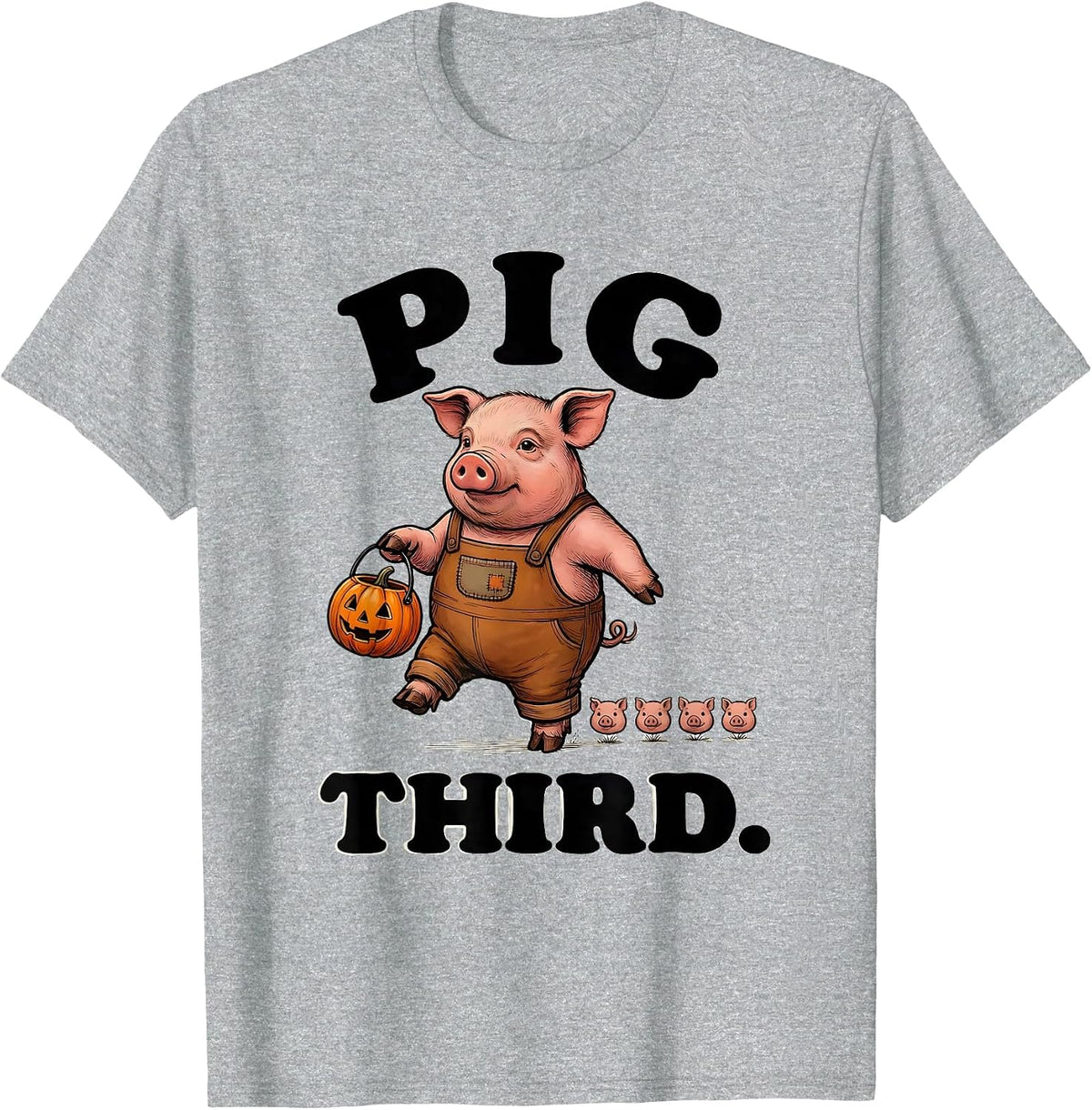 Men's Pig Third Funny Piglet Costume Pig Lover Halloween T-Shirt - Heather Grey