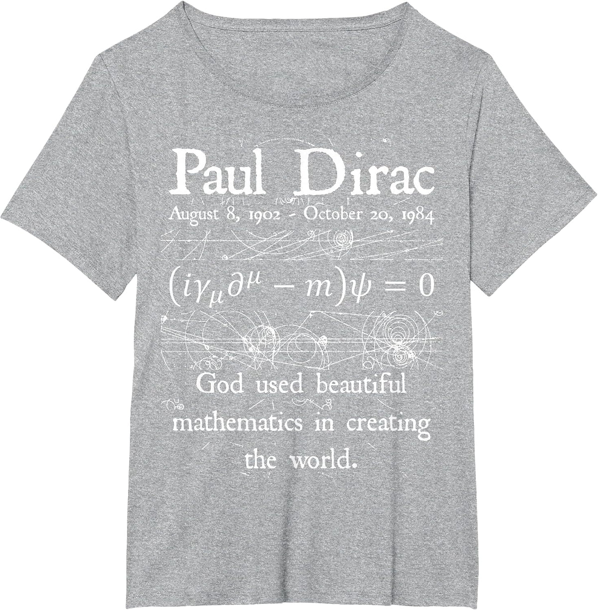 Nerdy Funny Dirac Equation God Beautiful Mathematics Teacher T-Shirt - Heather Grey