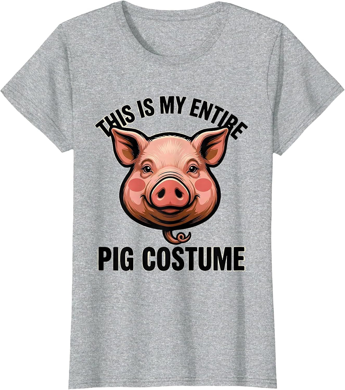 Women's This Is My Entire Pig Costume Funny Pig Lover Halloween T-Shirt - Heather Grey
