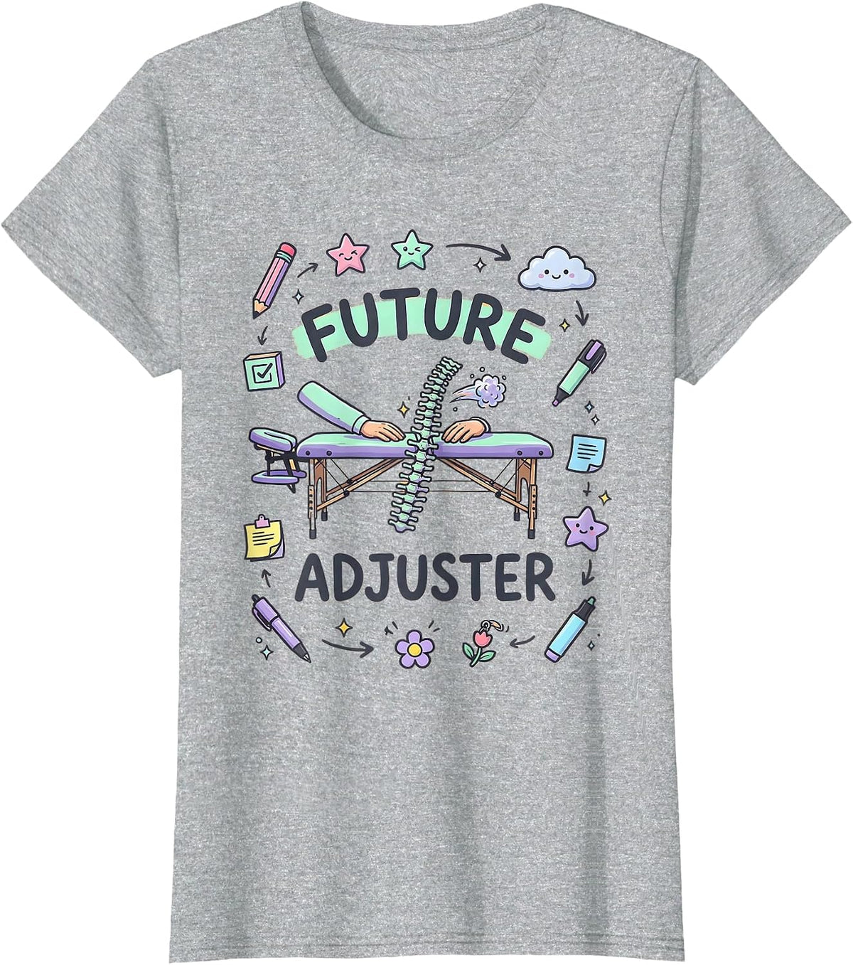 Future Adjuster Funny Chiropractor Student Chiropractic T-Shirt - Heather Grey