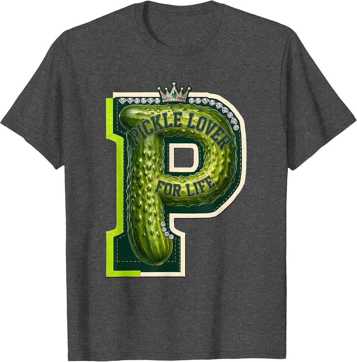 Pickle Lover For Life Funny Pickle Design T-Shirt - Dark Heather Grey