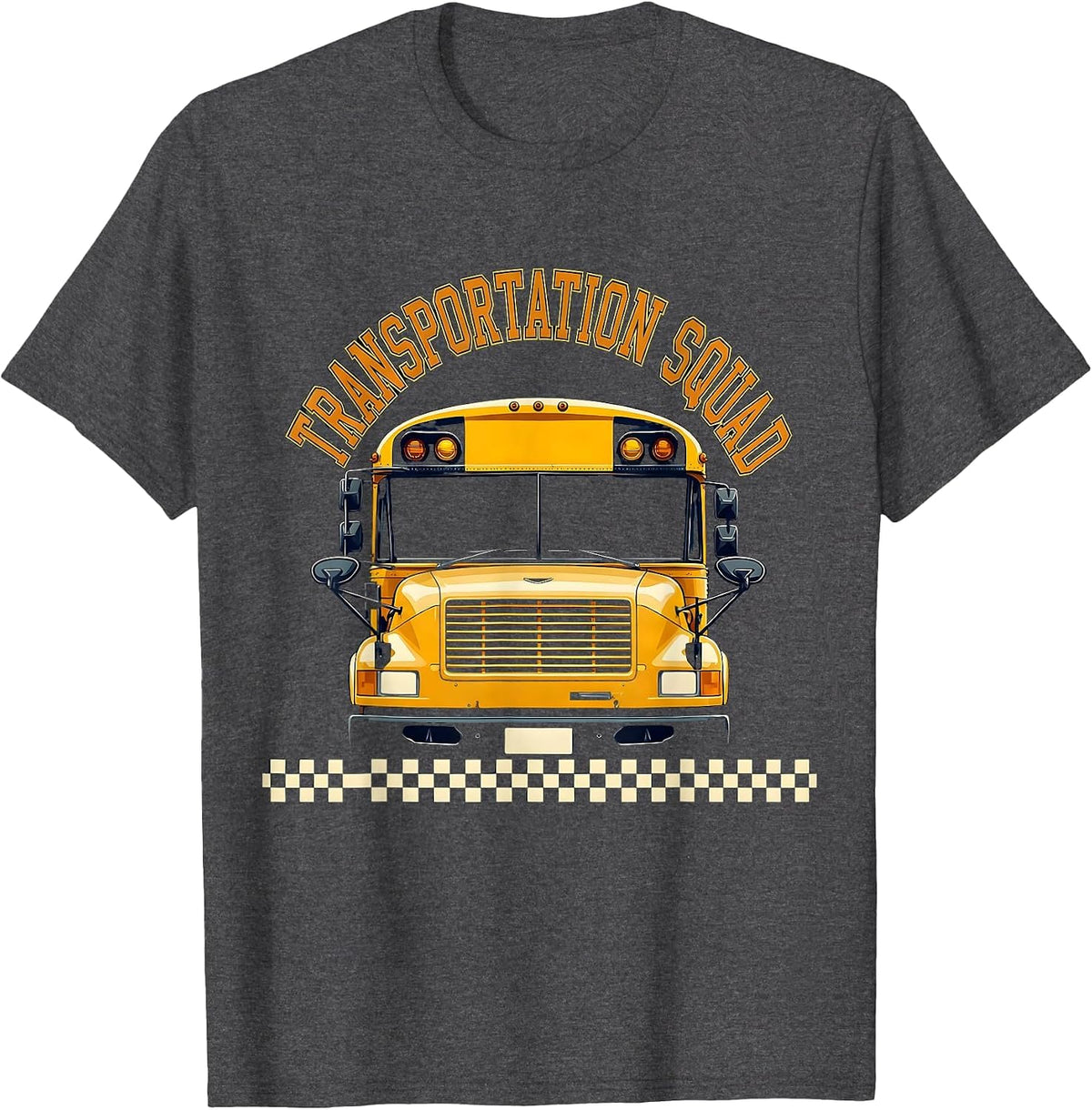 Transportation Squad Bold Varsity Back To School Bus Driver T-Shirt - Dark Heather Grey