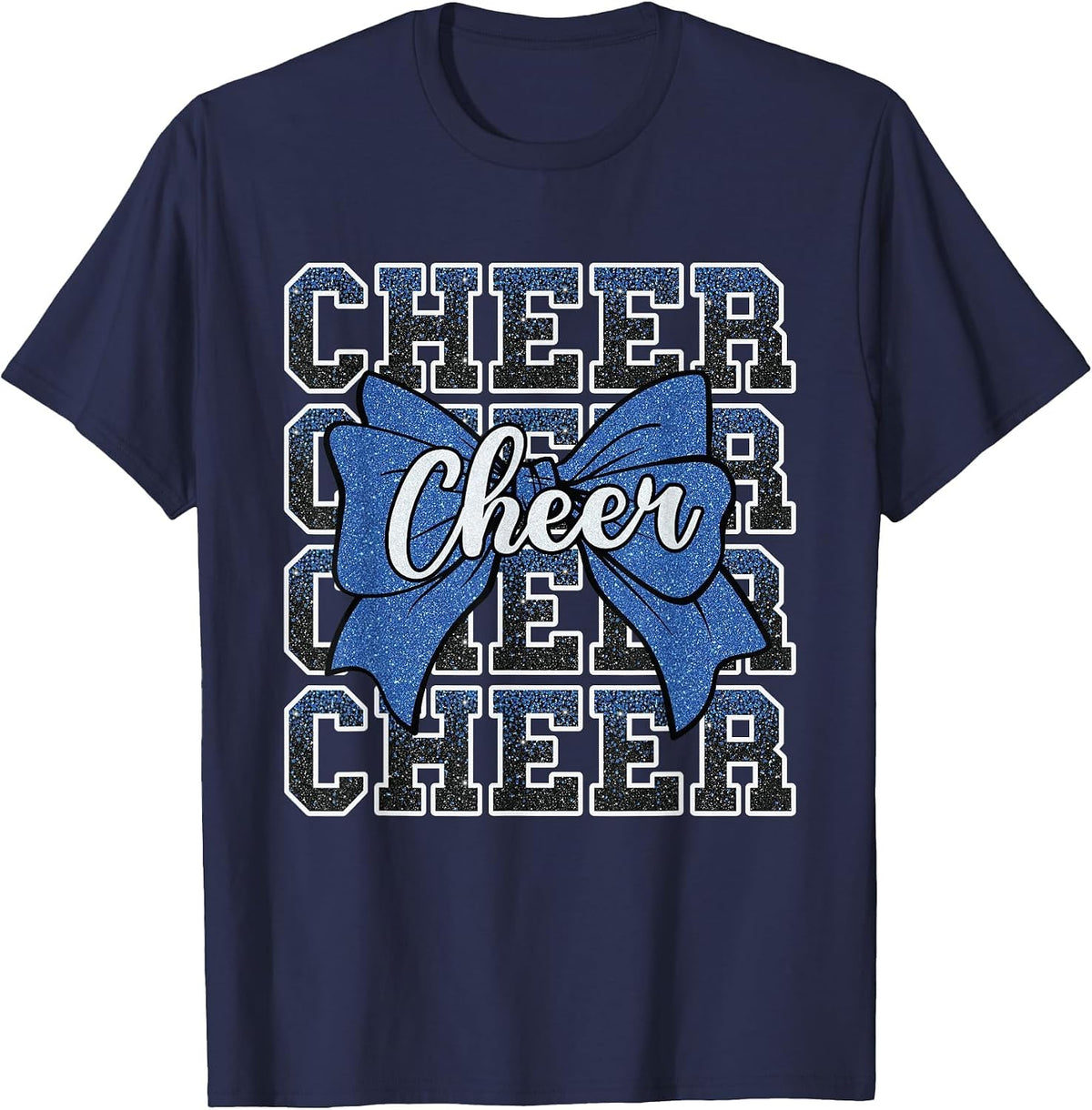 Coquette Cheer Bow Sport Cheerleader Cheerleading Blue T-Shirt - Navy Blue