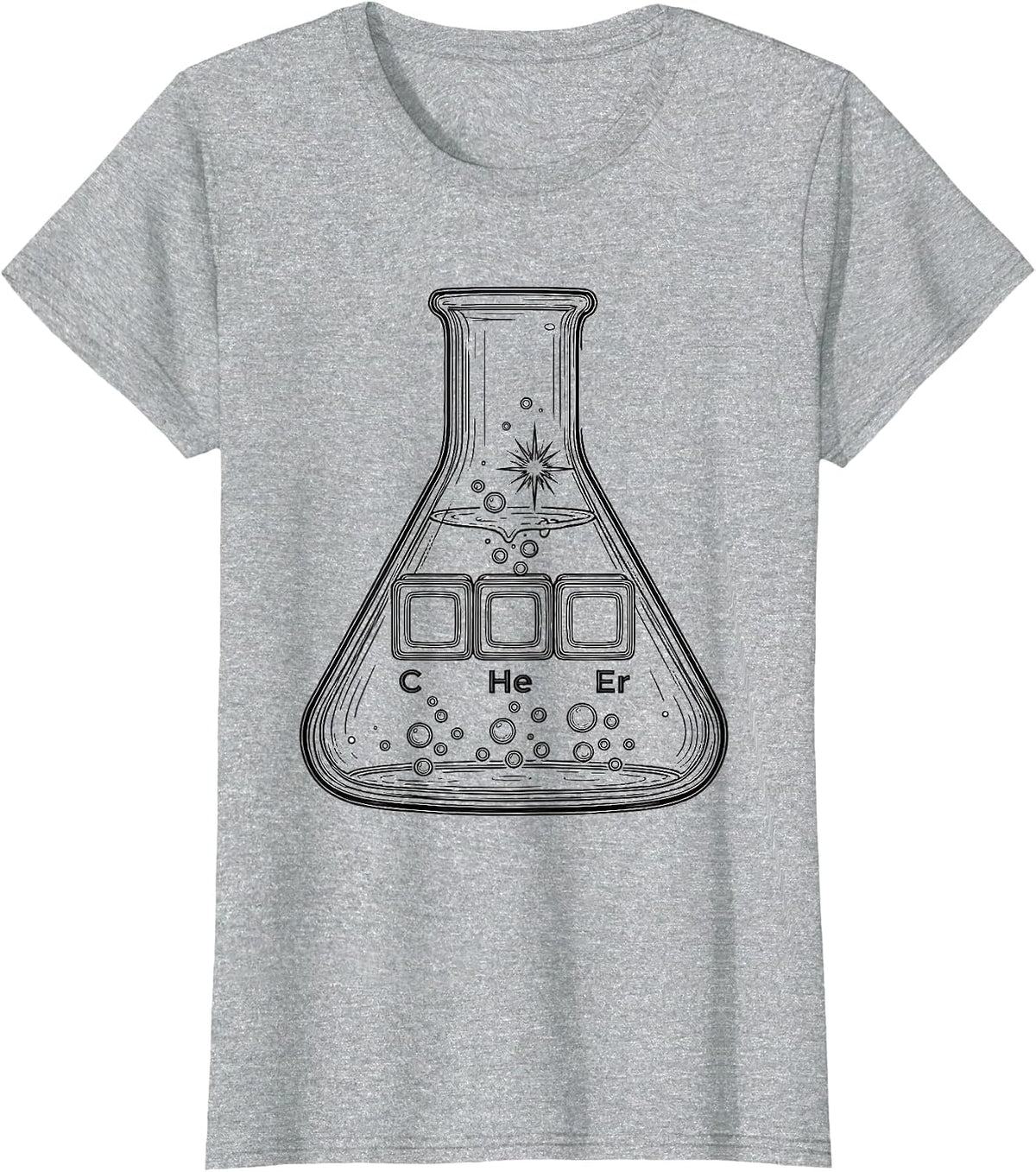 C He Er Line Art Chemistry Humor Science Nerd Gift T-Shirt - Heather Grey