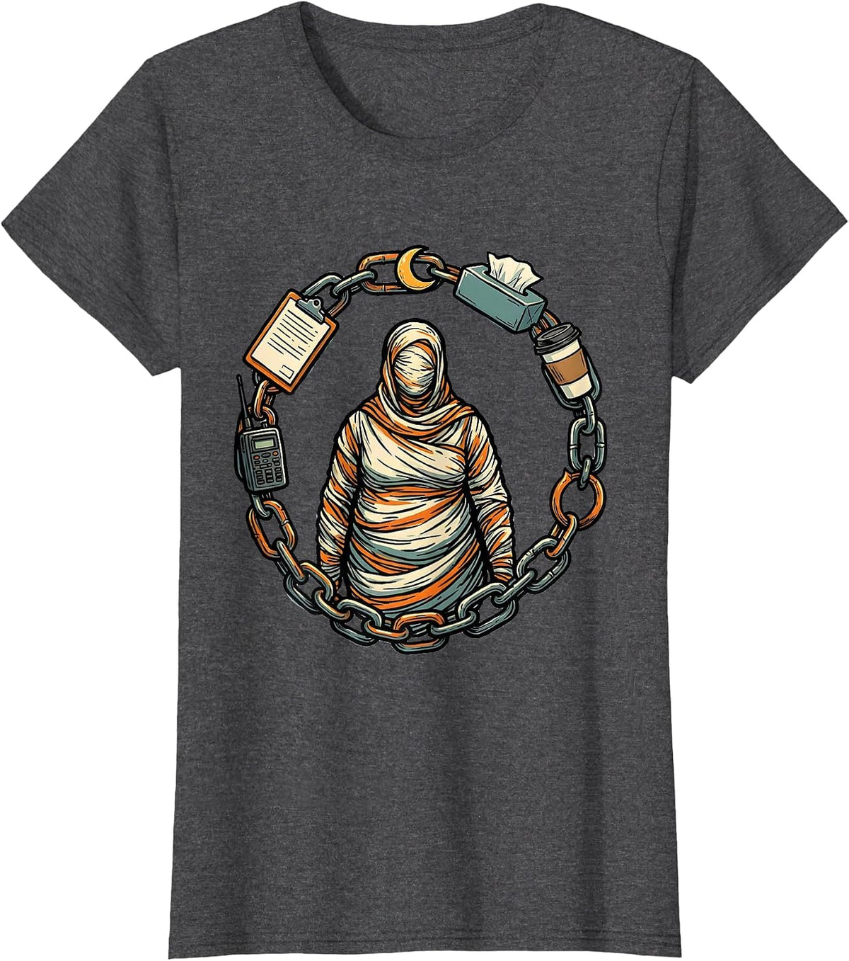 Women's Chain Support Para Normal Activities SPED Teacher T-Shirt - Dark Heather Grey