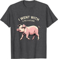Men's I Went With A Pig Costume Funny Pig Lover Halloween T-Shirt - Dark Heather Grey
