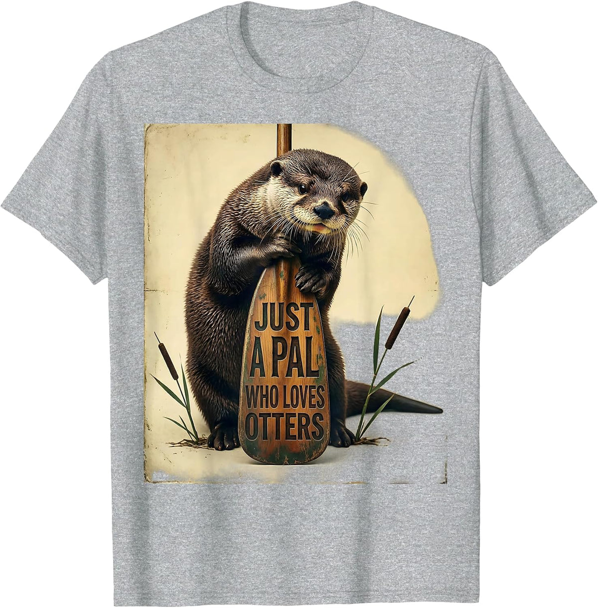 Men's Just A Pal Who Loves Otters Vintage Otter Lover Humor T-Shirt - Heather Grey