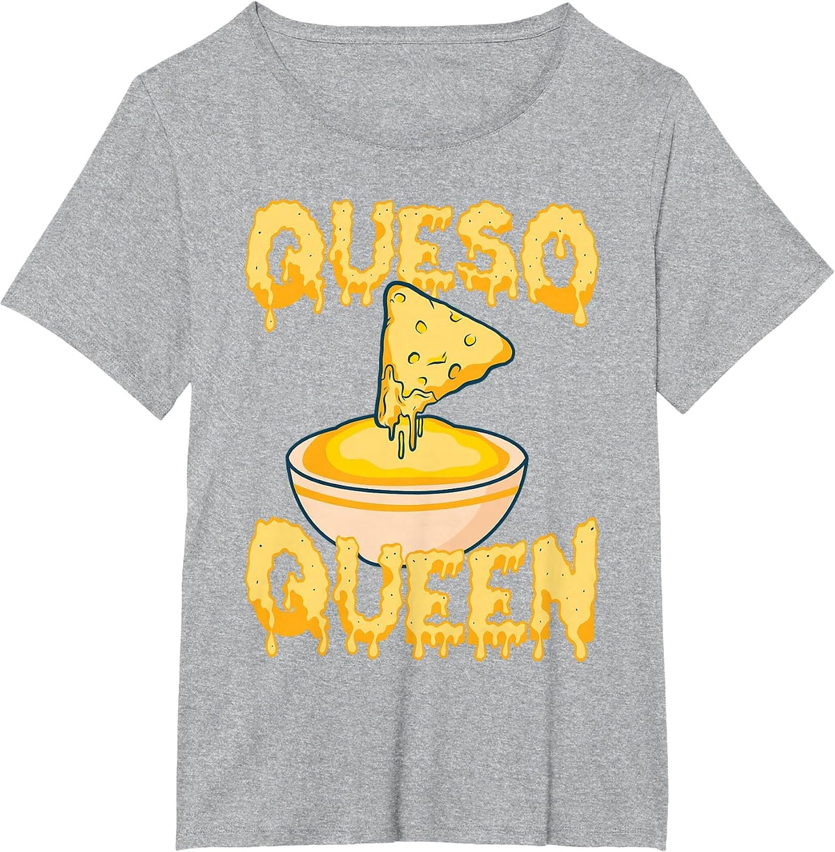 Funny Queso Design for Women Girls Kids Cheese Queso Lover T-Shirt - Heather Grey