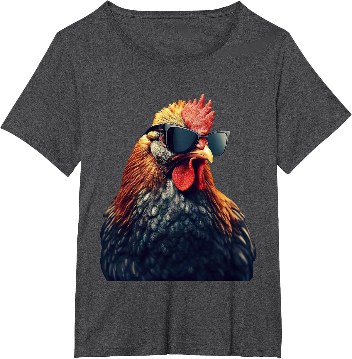 Retro Vintage Chicken Cool Rooster Wearing Sunglasses T-Shirt - Dark Heather Grey