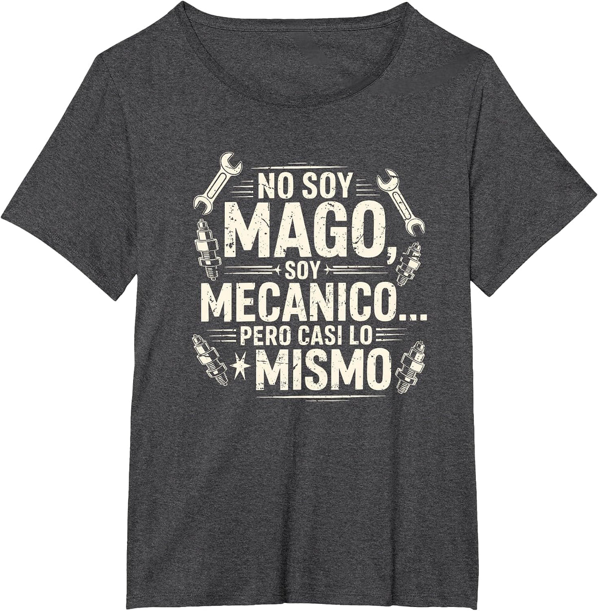 Funny No Soy Mago Soy Mecánico Car Mechanic Spanish T-Shirt - Dark Heather Grey