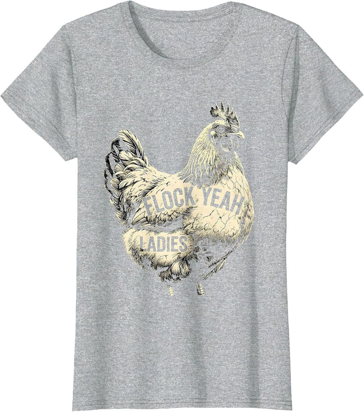 Women's Flock Yeah Ladies Funny Chicken Design T-Shirt - Heather Grey