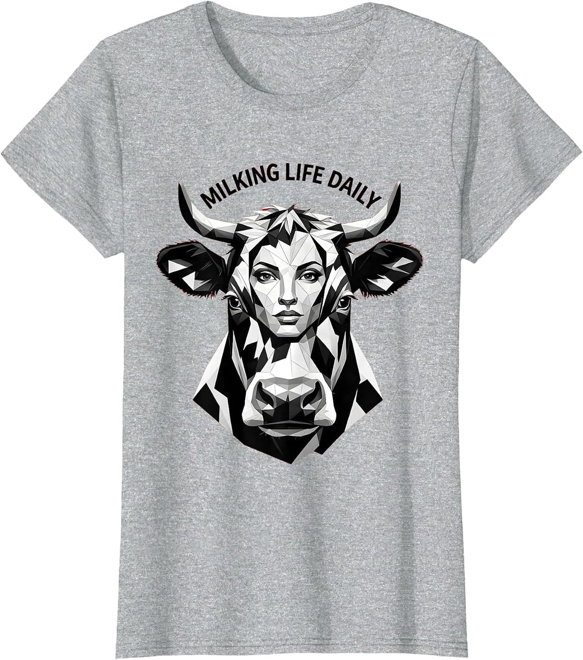 Women's Milking Life Daily Funny Cow Women Design T-Shirt - Heather Grey