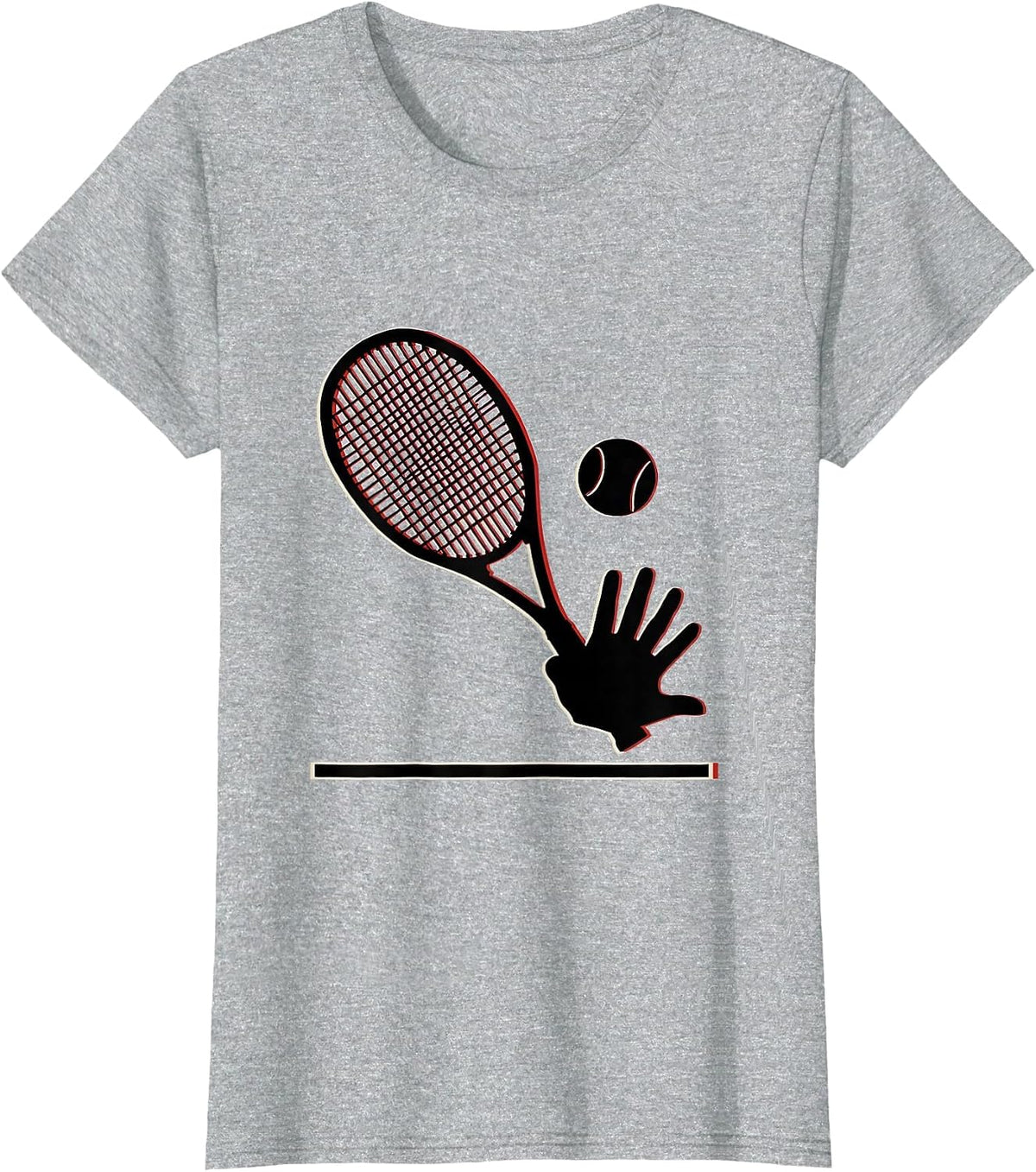 Women's Angular Tennis Racket Hand Silhouette Humor Player Gift T-Shirt - Heather Grey