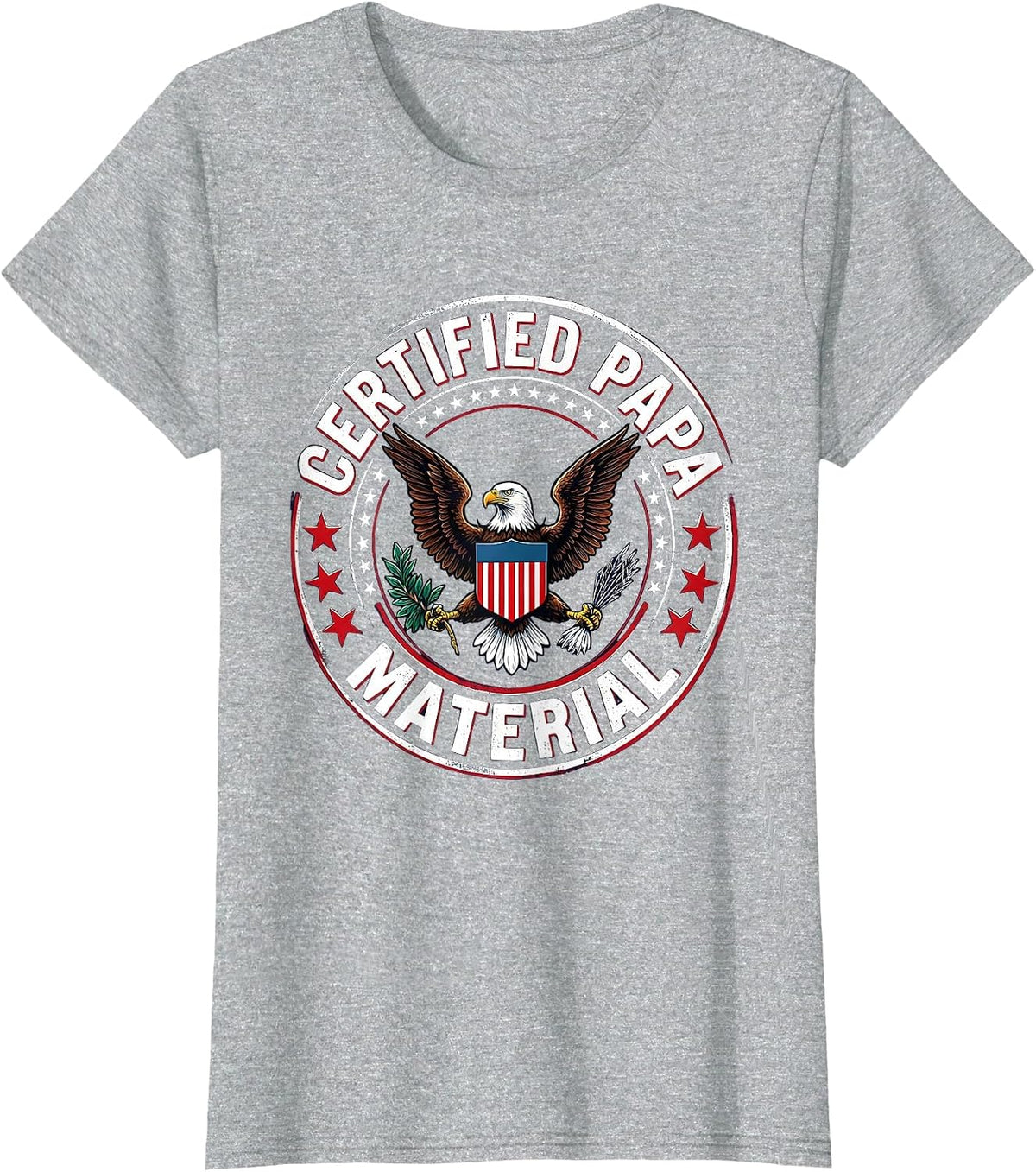 Women's Certified Papa Material Bold Dad Graphic Design T-Shirt - Heather Grey