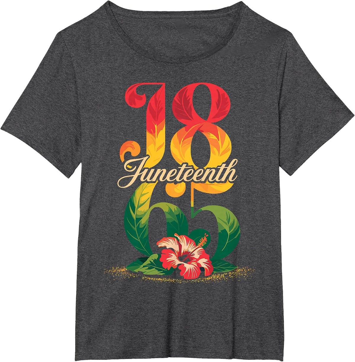 Juneteenth Black Women Flower Graphic Juneteenth 1865 Women T-Shirt - Dark Heather Grey