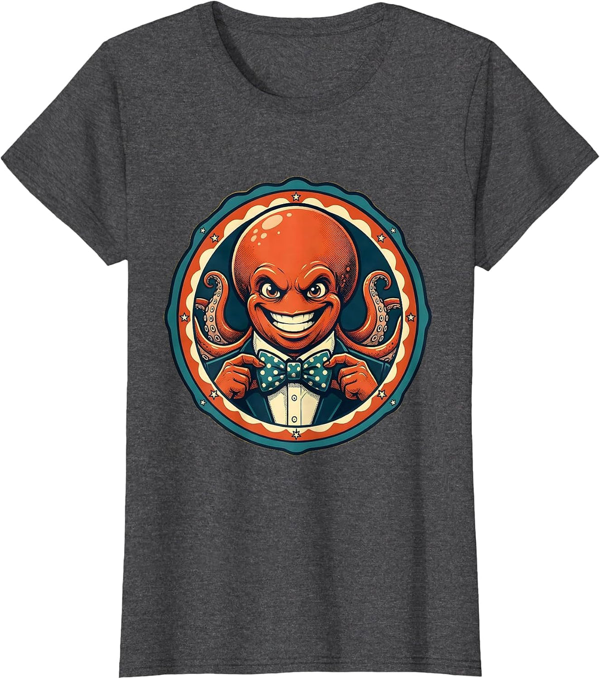 Women's Suave Octopus Bow Tie Rizz Autism Awareness T-Shirt - Dark Heather Grey