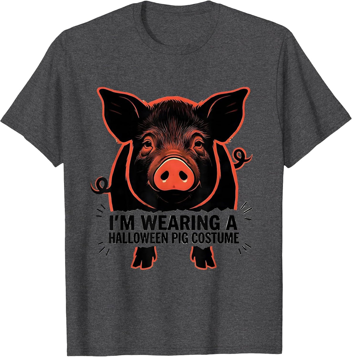 I’m Wearing A Halloween Pig Costume Funny Pig Lover Family T-Shirt - Dark Heather Grey