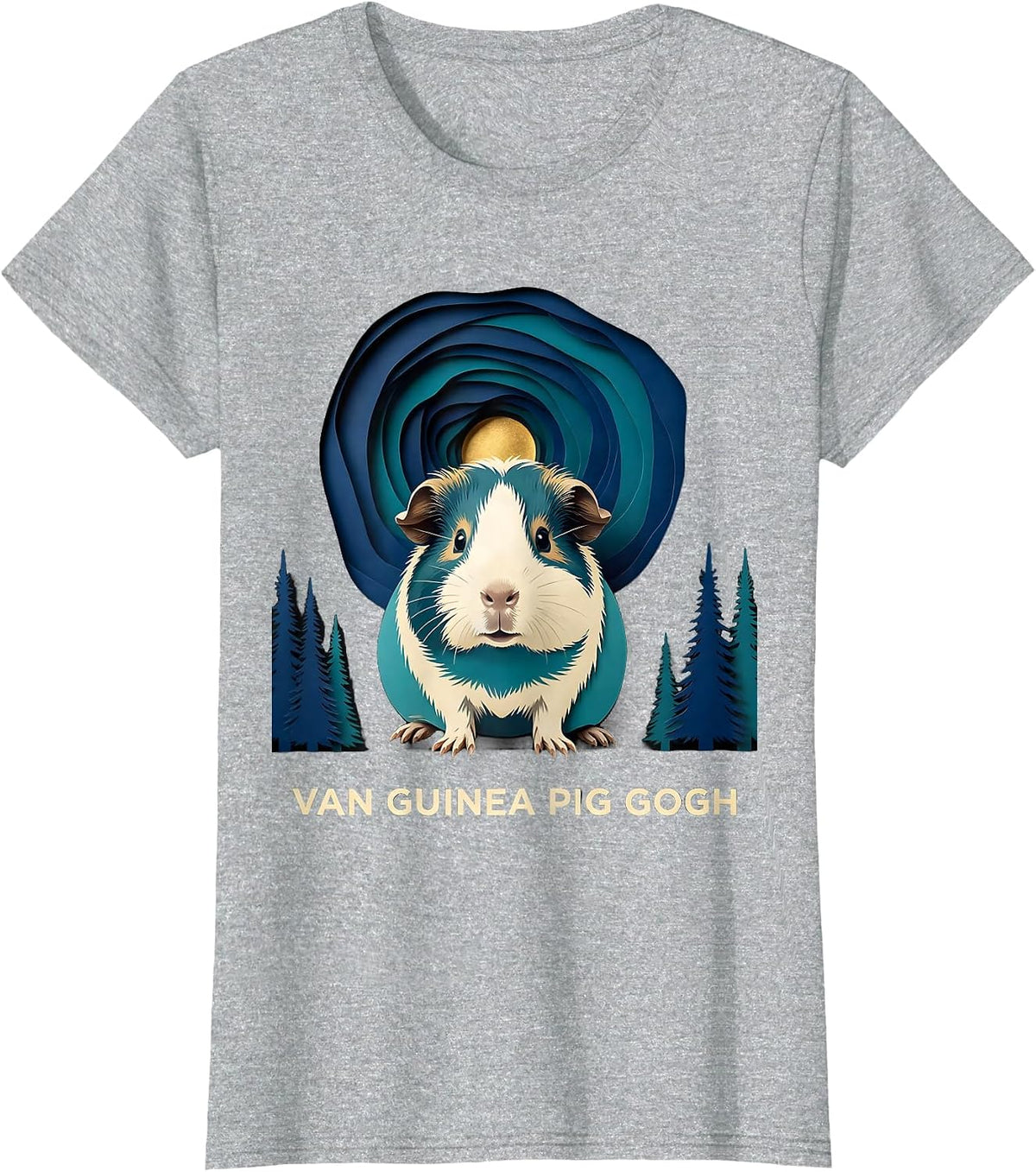 Van Guinea Pig Gogh Whimsical Art Meme Animal Lover Gift T-Shirt - Heather Grey