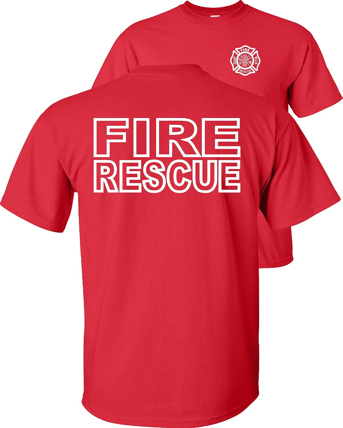 Fire Rescue T-Shirt-Red-XL - As Pictured