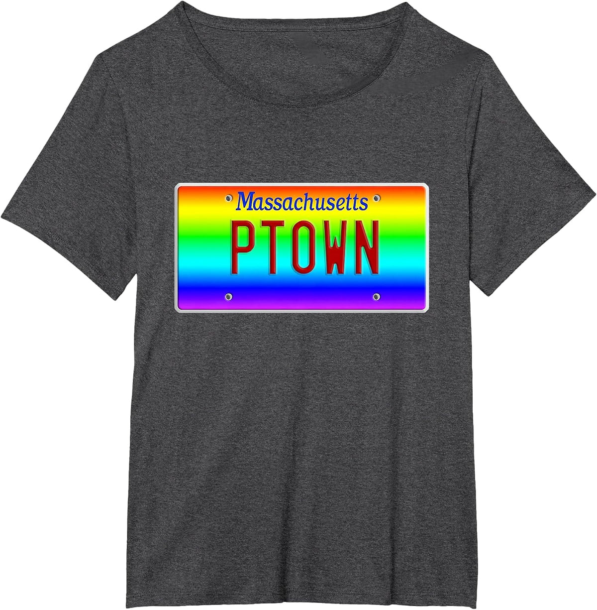 PTown Provincetown Cape Cod Massachusetts LGBT Rainbow Pride T-Shirt - Dark Heather Grey