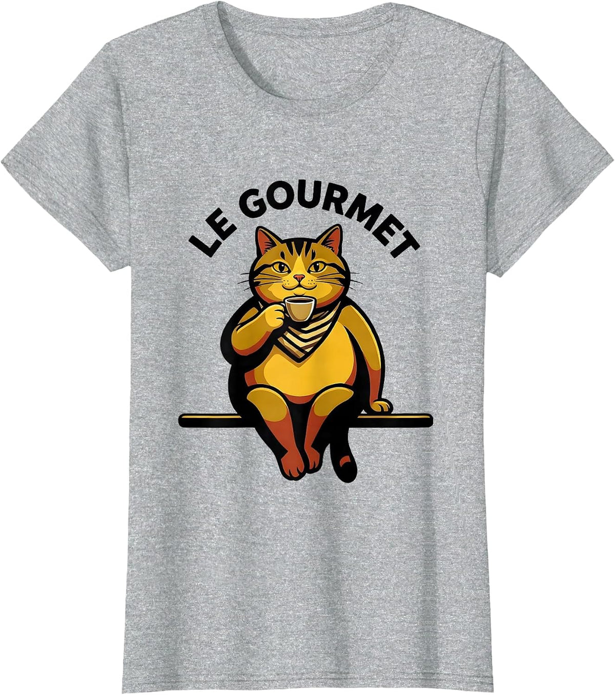 Le Gourmet Funny Francophile Cat Lover Gift for French T-Shirt - Heather Grey