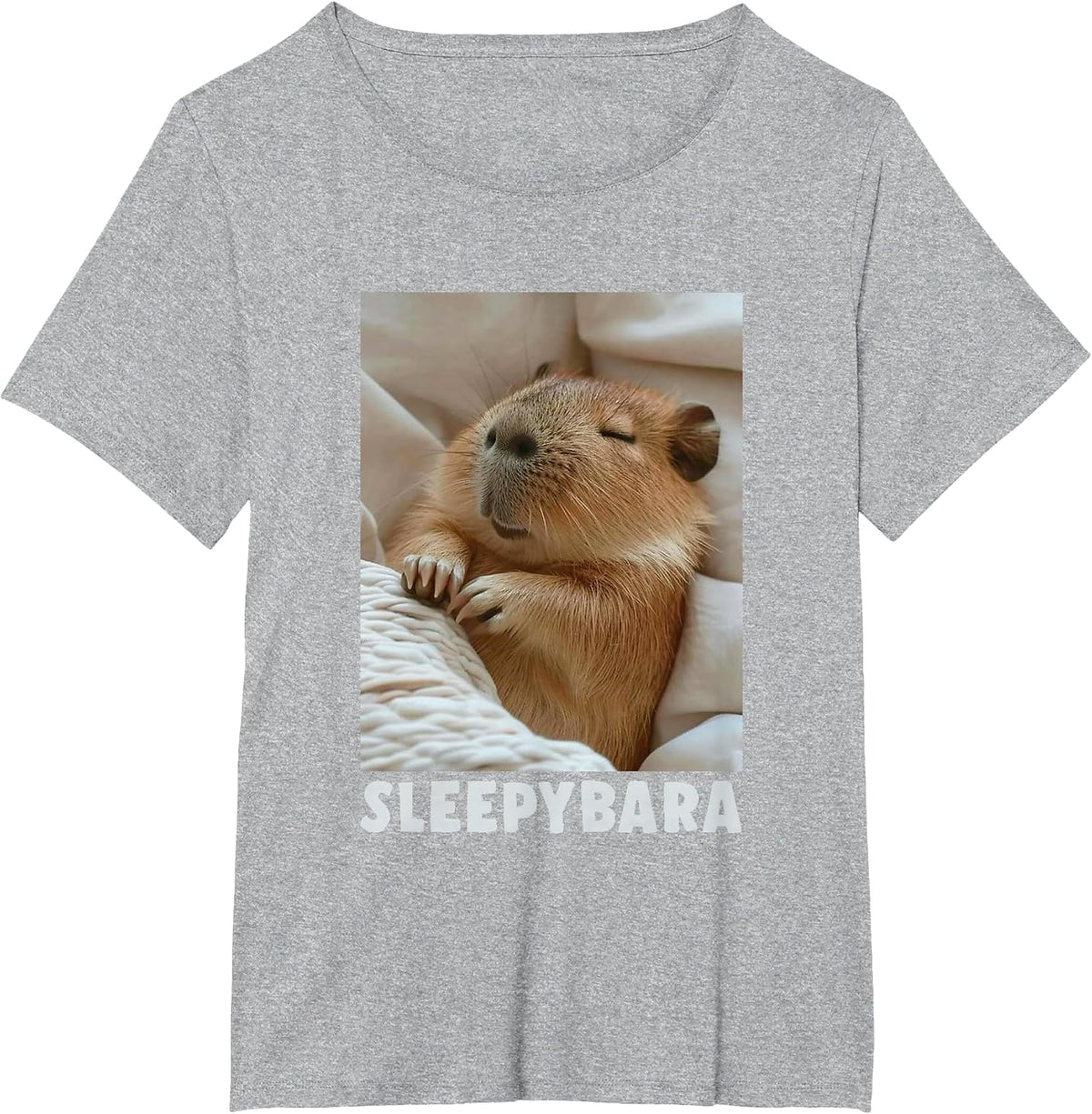 Cute Sleepy Capybara Sleep Pajamas Funny Word Sleebybara T-Shirt - Heather Grey