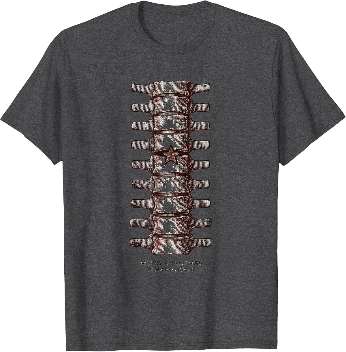 Men's Merry Christmas, Remain Aligned Funny Chiropractor T-Shirt - Dark Heather Grey