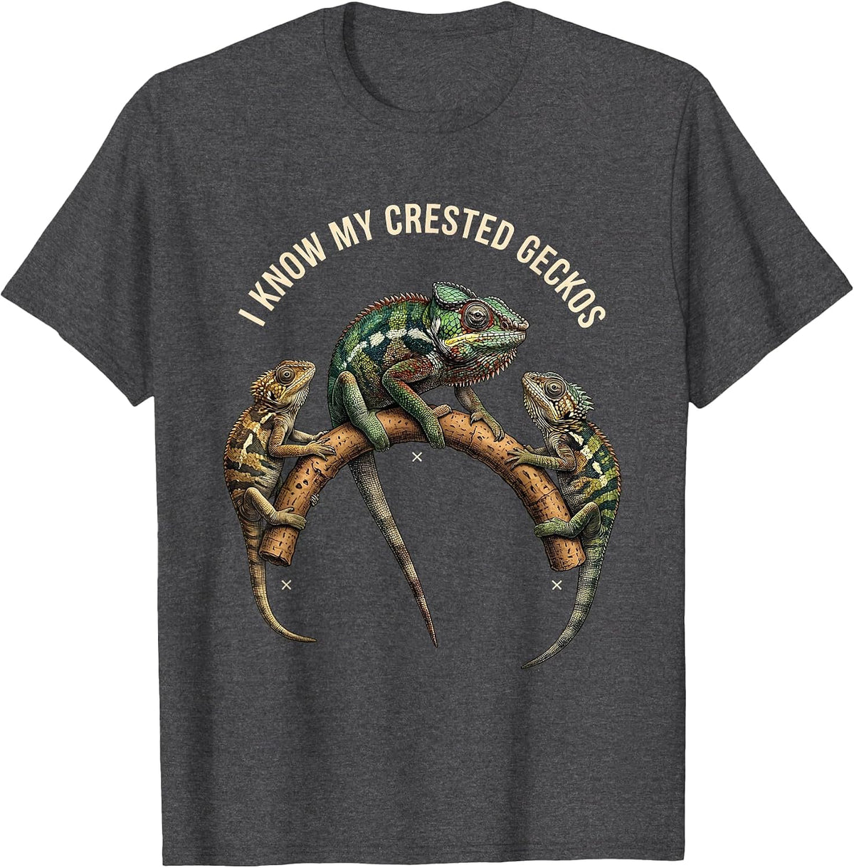I Know My Crested Geckos Funny Reptile Lover Pet Humor T-Shirt - Dark Heather Grey