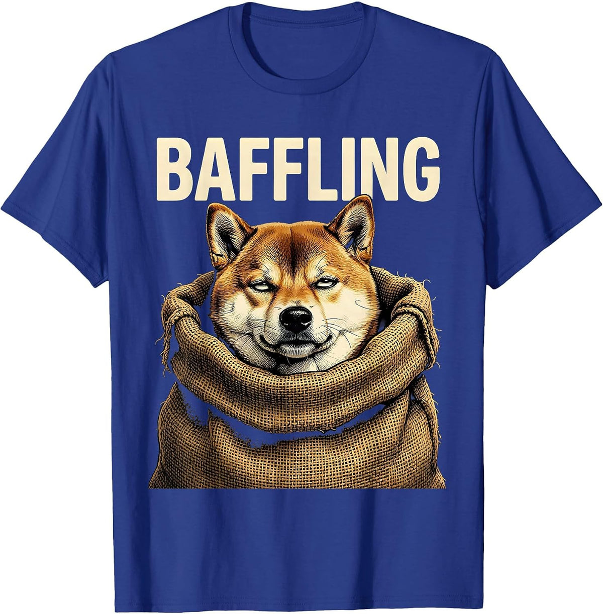 Men's Baffling Pop Art Shiba Inu Doge Meme Humor T-Shirt - Royal Blue