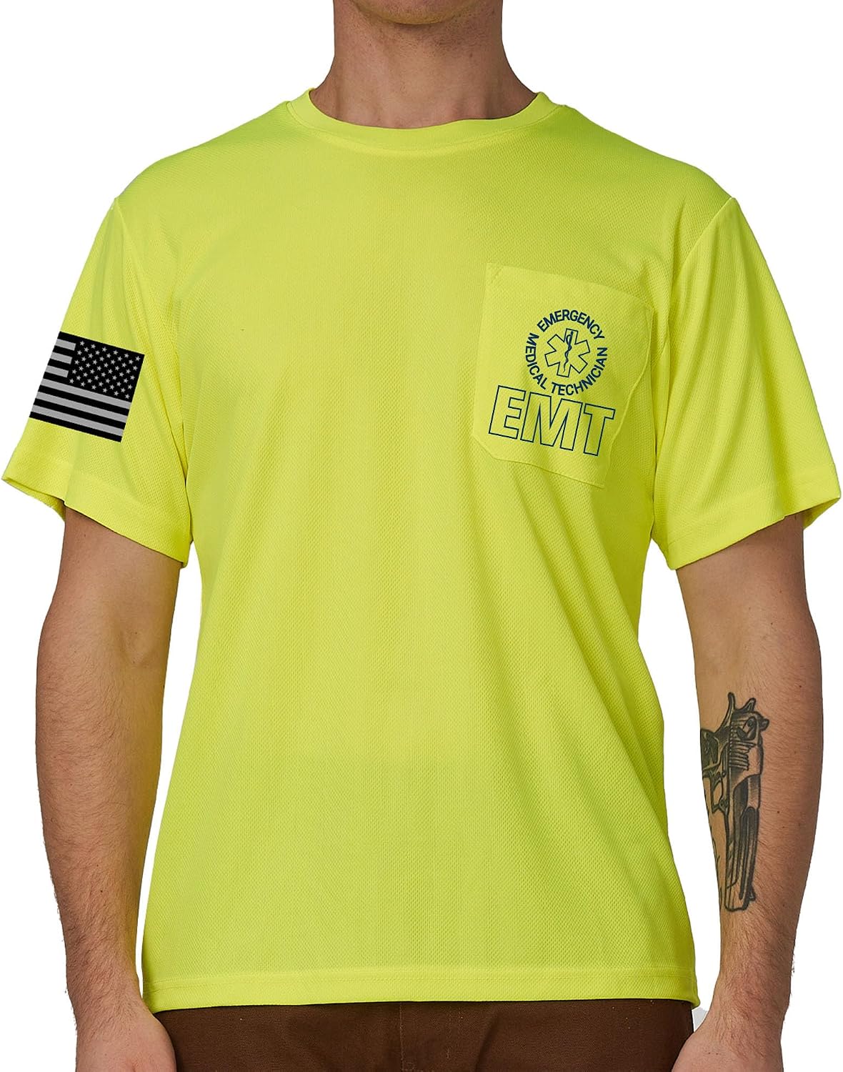 A-SAFETY Hi-Vis Reflective Shirt for Men -Long Sleeve Construction Work T-Shirt, Safety Apparel Sizes XS-6XL - Yellow-e