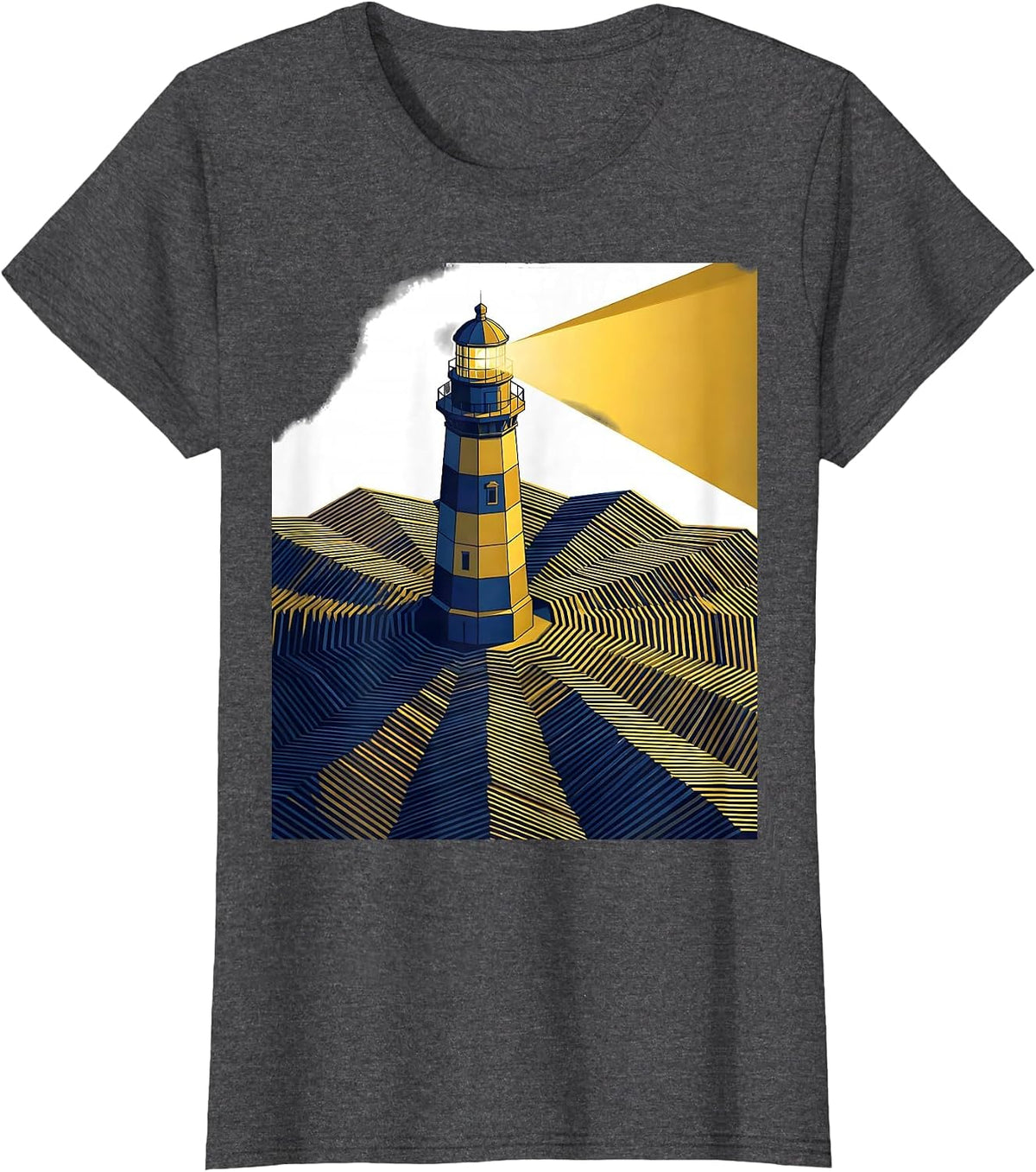 Women's Autism Awareness Lighthouse Stormy Waves Design T-Shirt - Dark Heather Grey