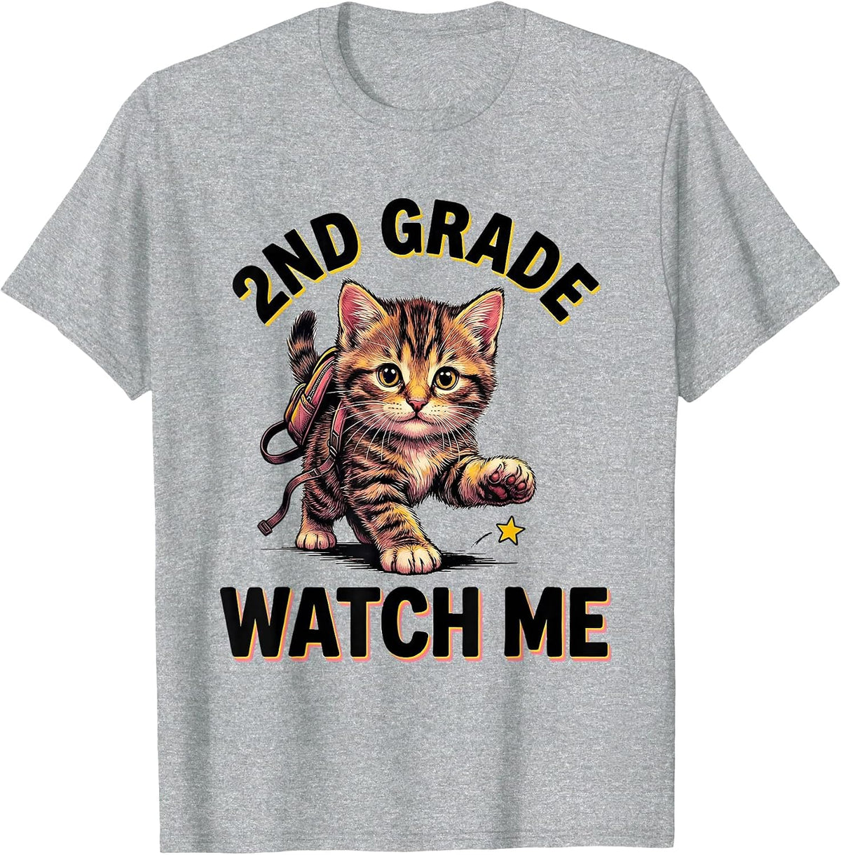 Men's 2nd Grade Watch Me Cute Kitten Back To School Girls T-Shirt - Heather Grey