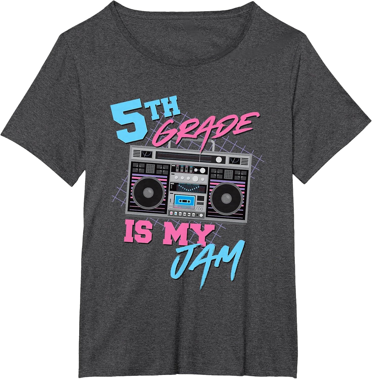 5th Grade is My Jam - Vintage 80s Boombox Teacher Student T-Shirt - Dark Heather Grey