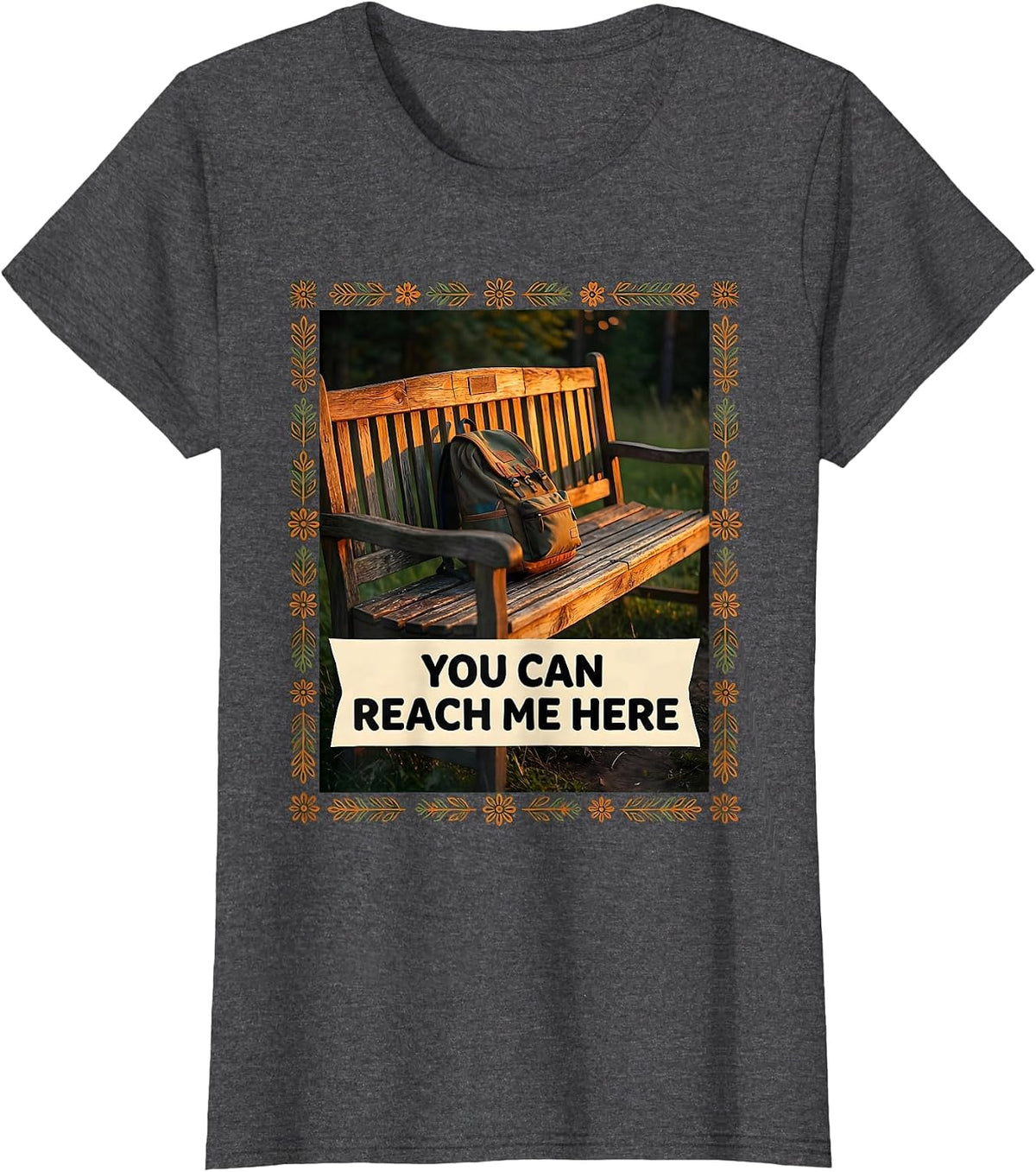 Women's You Can Reach Me Here Folk Art School Counselor Student T-Shirt - Dark Heather Grey