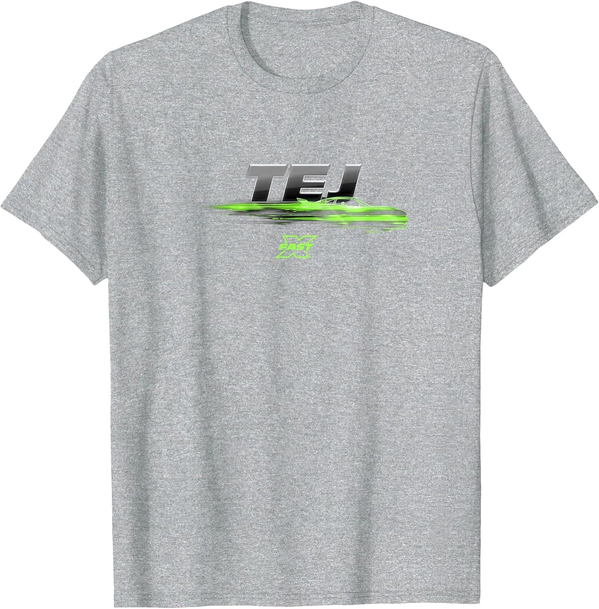 Fast X Tej Green Blur Speed Race Car Gradient Poster T-Shirt - Heather Grey